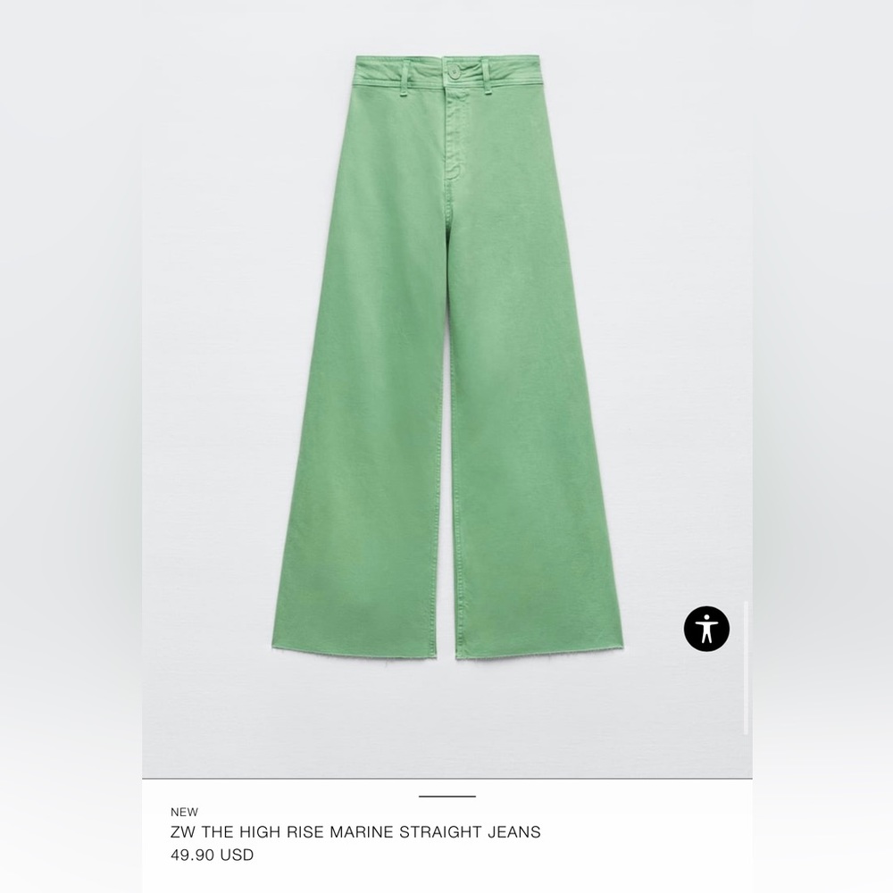 Never worn, new with tags high rise mint green jeans.
